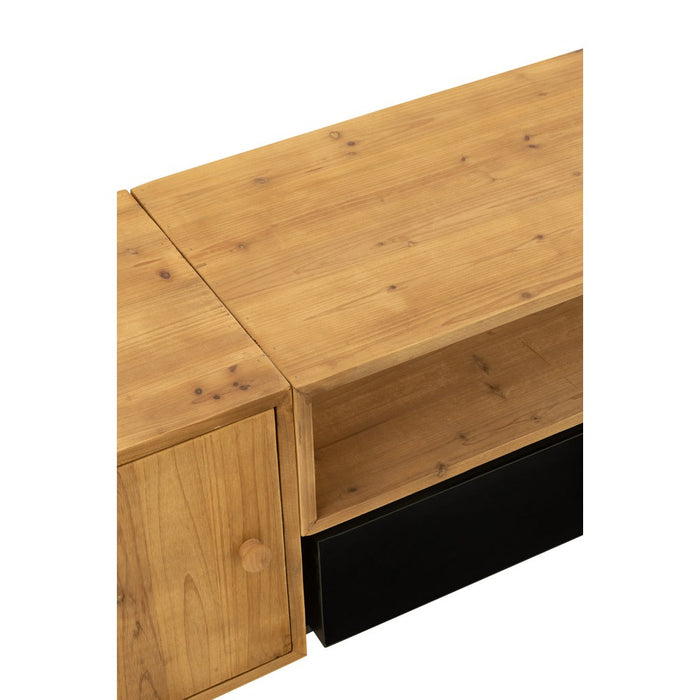 TV-meubel Zwart Fir hout 40x160 cm-TV-meubels-J-Line