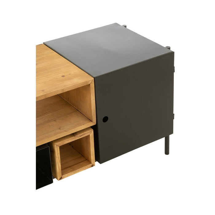 TV-meubel Zwart Fir hout 40x160 cm-TV-meubels-J-Line