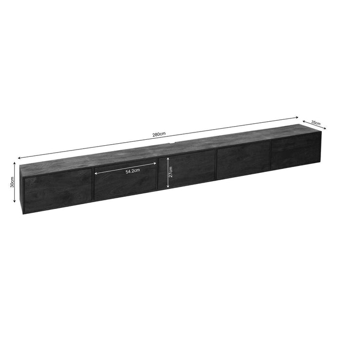 TV-meubel Zwevend Tv meubel Vision Zwart 280 cm 280x30x35 cm-TV-meubels-Starfurn