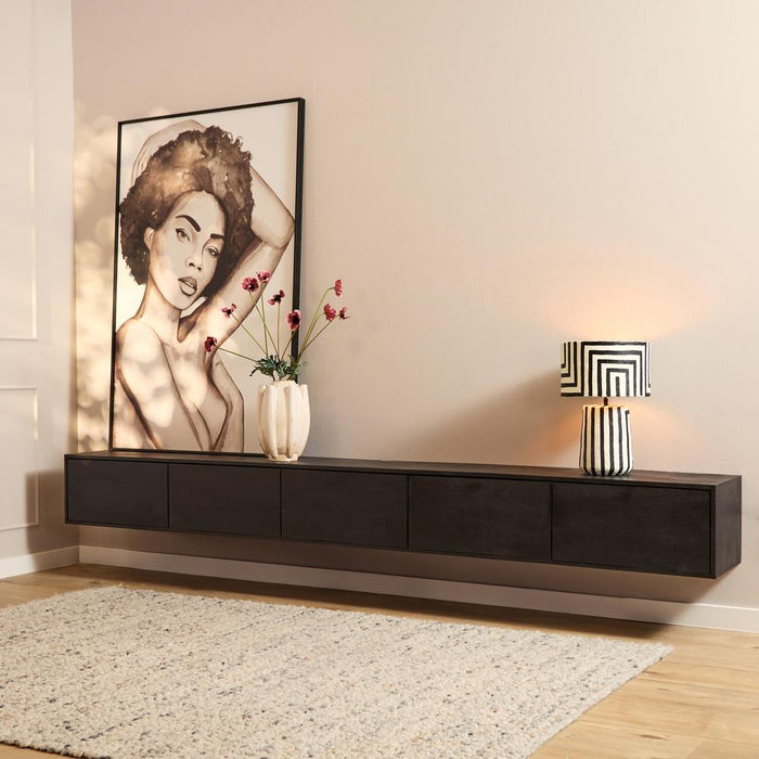 TV-meubel Zwevend Tv meubel Vision Zwart 280 cm 280x30x35 cm-TV-meubels-Starfurn
