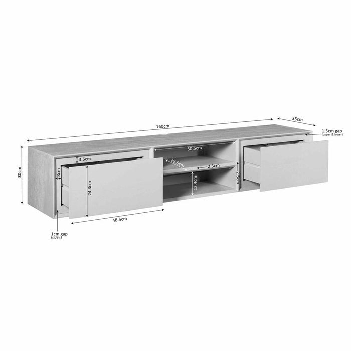 TV-meubel Zwevend tv meubel Ambiance Taupe 160 cm 160x30x35 cm-TV-meubels-Starfurn