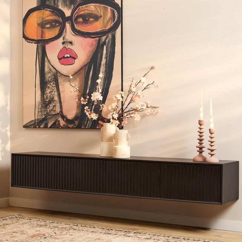 TV-meubel Zwevend tv meubel Madison Zwart 200 cm 200x35x30 cm-TV-meubels-Starfurn