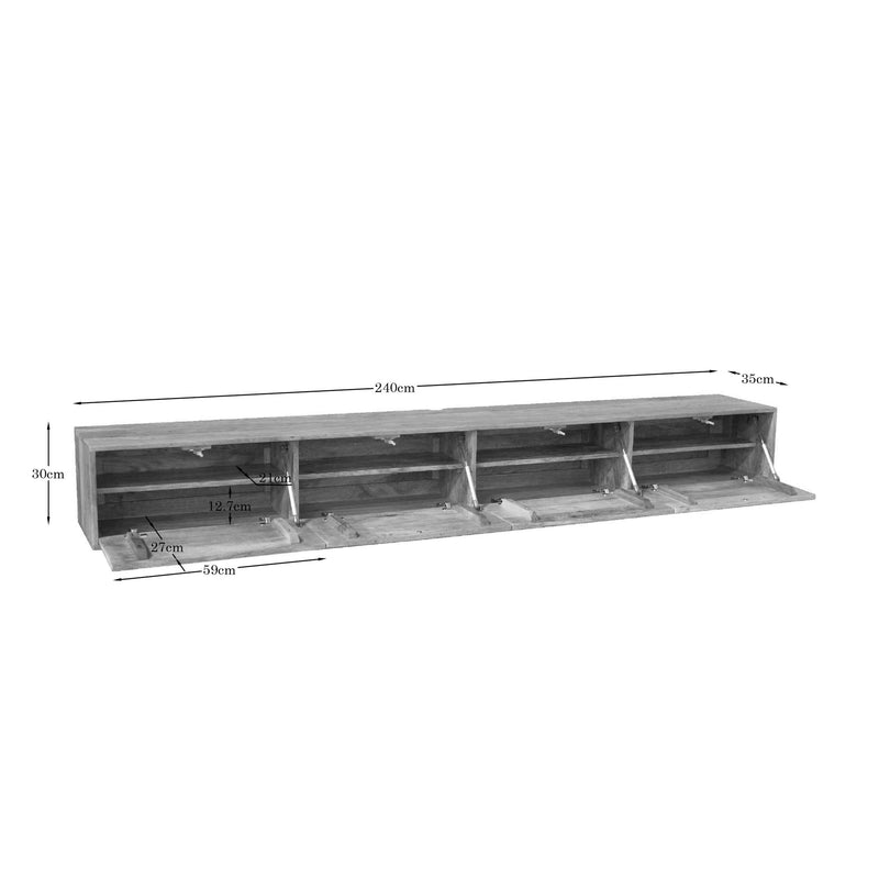 TV-meubel Zwevend tv meubel Vision Licht mango 240 cm-TV-meubels-Starfurn
