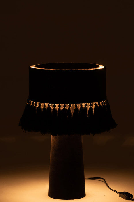 Table Lamp Eve Round Velvet Cotton Black-Tafellampen-J-Line