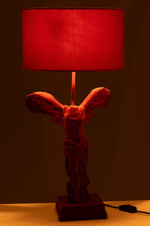 Table Lamp Greek Sculpture Resin Velvet Burgundy-Tafellampen-J-Line