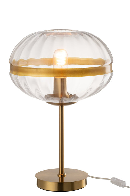 Table Lamp Oval Iron/Glass Transparent/Gold-Tafellampen-J-Line