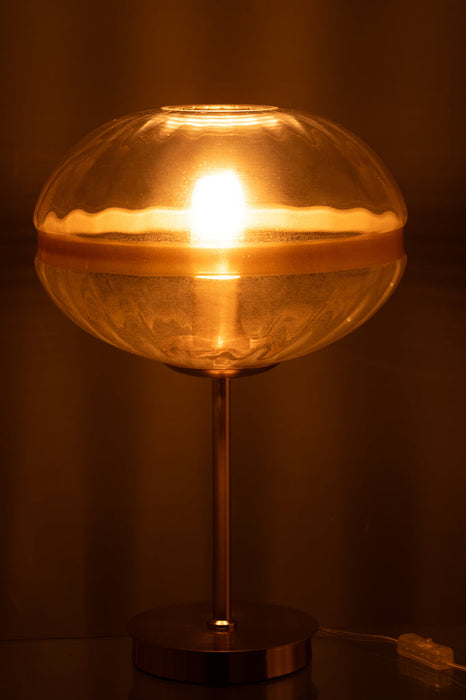 Table Lamp Oval Iron/Glass Transparent/Gold-Tafellampen-J-Line