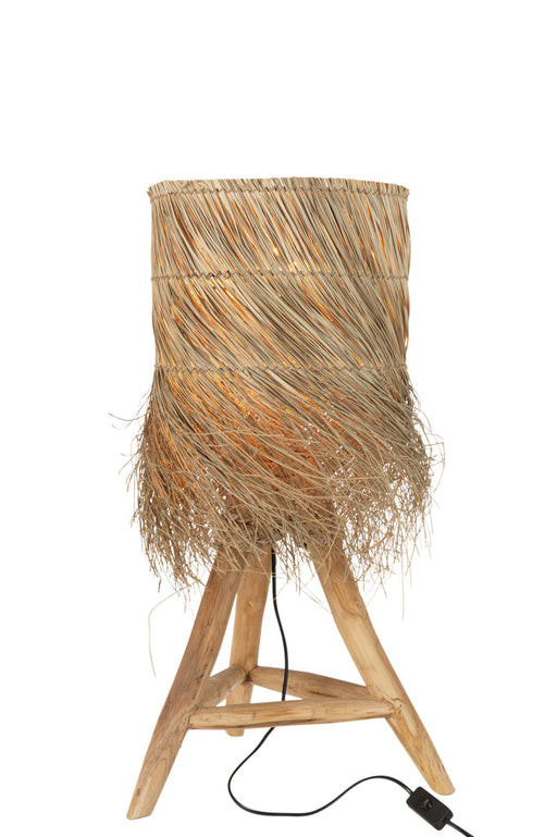 Table Lamp Rafi Grass/Teak Wood Natural-Tafellampen-J-Line