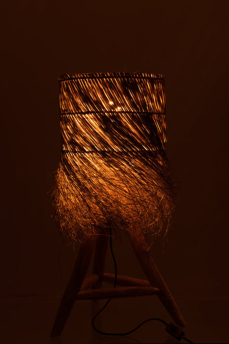 Table Lamp Rafi Grass/Teak Wood Natural-Tafellampen-J-Line