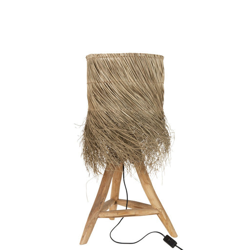 Table Lamp Rafi Grass/Teak Wood Natural-Tafellampen-J-Line