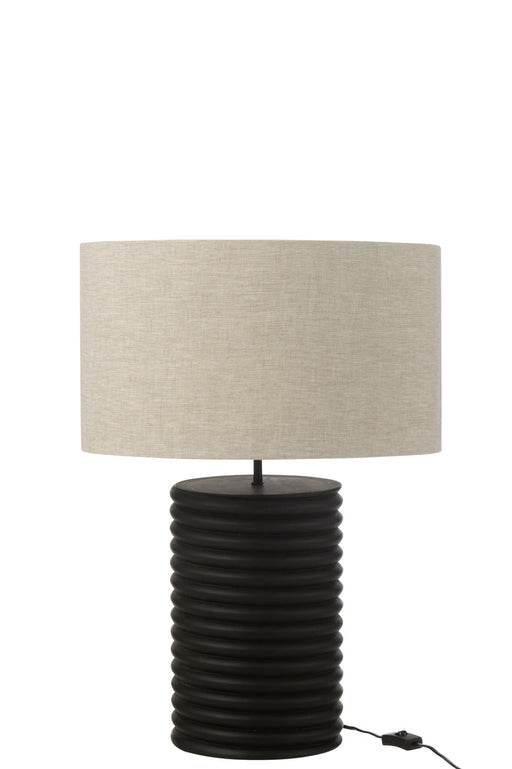 Table Lamp Threaded Wide Ailanthus Wood Black/Grey-Tafellampen-J-Line