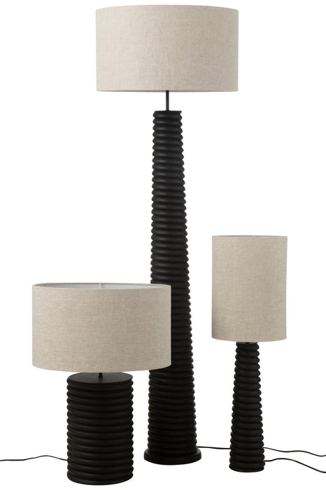 Table Lamp Threaded Wide Ailanthus Wood Black/Grey-Tafellampen-J-Line