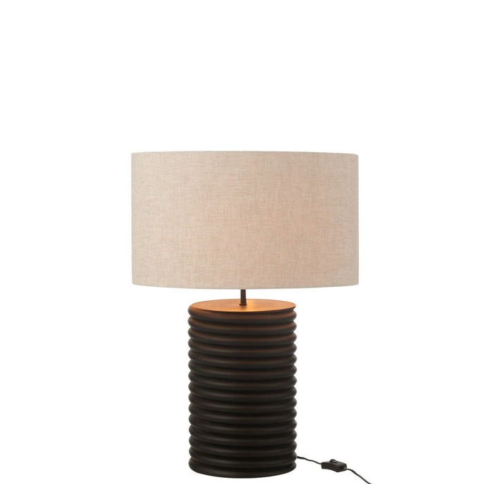 Table Lamp Threaded Wide Ailanthus Wood Black/Grey-Tafellampen-J-Line