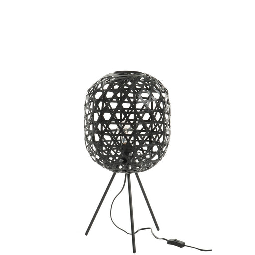 Table Lamp Tripod Round Bamboo/Metal Black-Tafellampen-J-Line