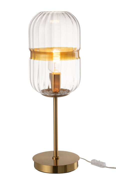 Table Lamp Tube Iron/Glass Transparent/Gold-Tafellampen-J-Line