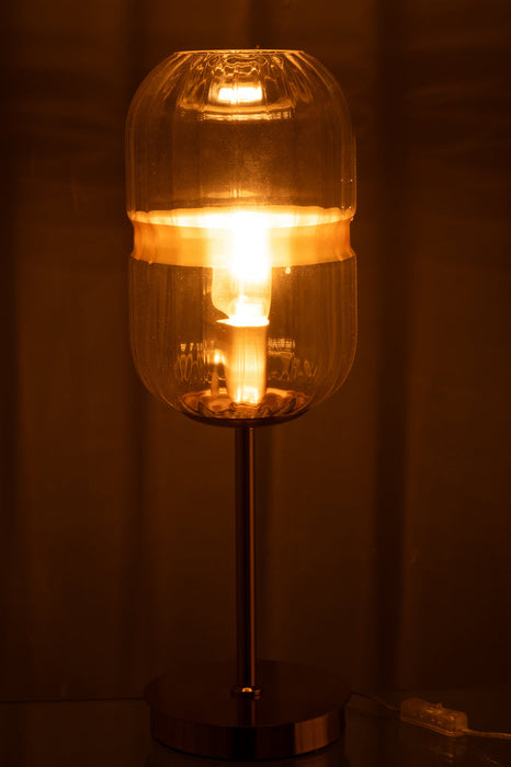 Table Lamp Tube Iron/Glass Transparent/Gold-Tafellampen-J-Line