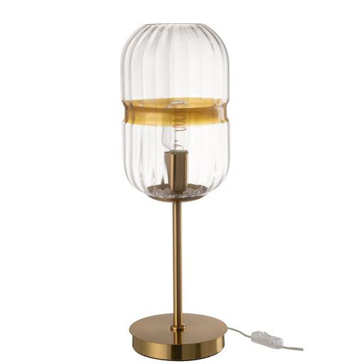 Table Lamp Tube Iron/Glass Transparent/Gold-Tafellampen-J-Line