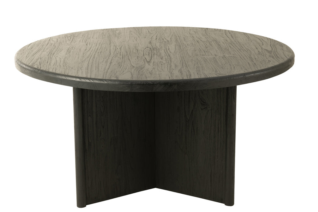 Table Round Teak Wood Black-Eettafels-J-Line