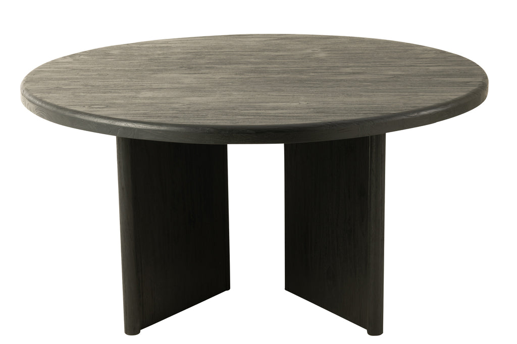 Table Round Teak Wood Black-Eettafels-J-Line