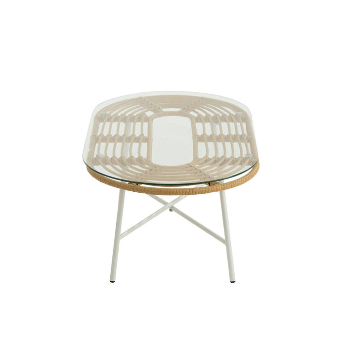 Tafel Laag ovaal buiten metaal/glas naturel/wit-Salontafels-J-Line