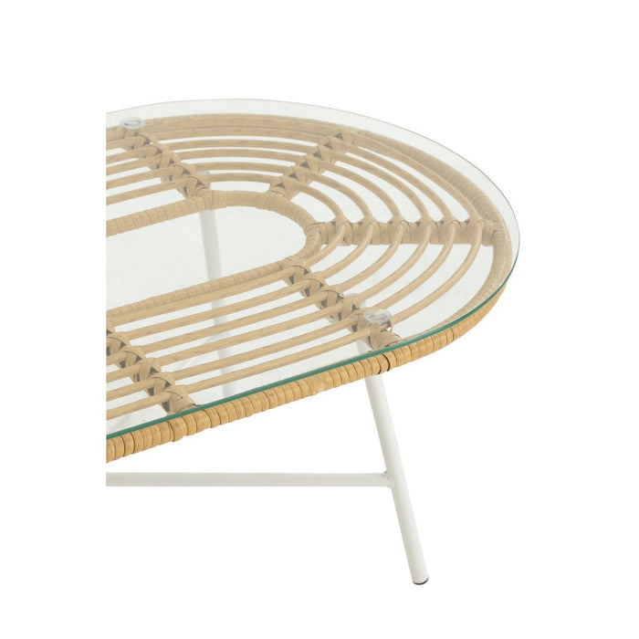 Tafel Laag ovaal buiten metaal/glas naturel/wit-Salontafels-J-Line