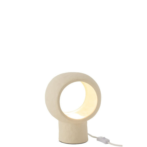 Tafel Lamp cirkel glas globe aardewerk beige-Tafellampen-J-Line