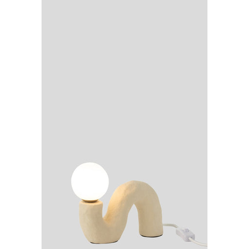 Tafel Lamp gekromd glas globe aardewerk beige-Tafellampen-J-Line