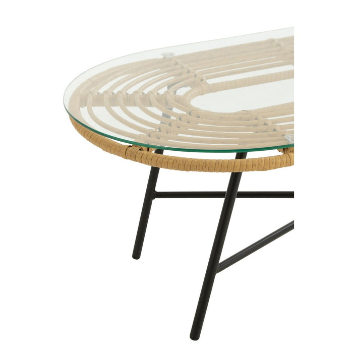 Tafel Low Oval Outdoors Met | Glass Natuurlijk | Zwart-Salontafels-J-Line