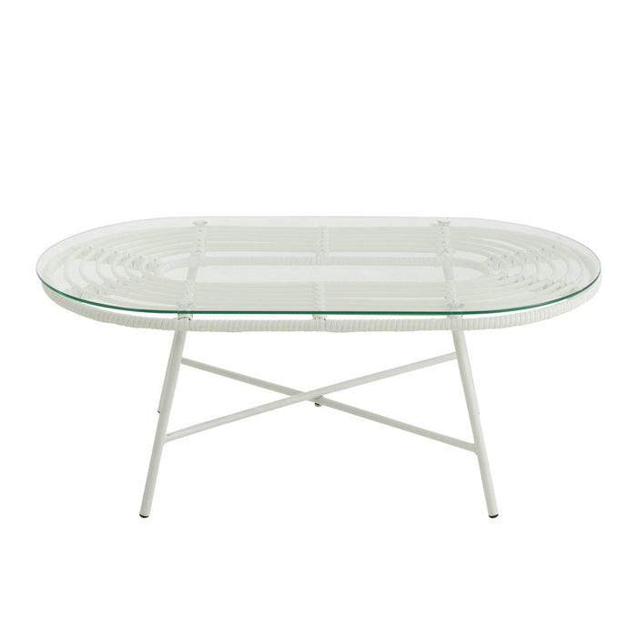 Tafel Low Oval Outdoors Met | Glass Wit-Salontafels-J-Line