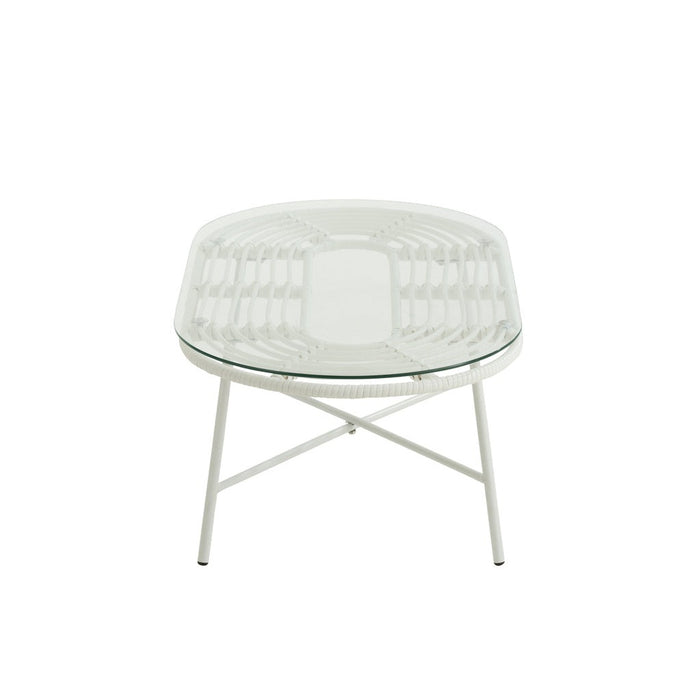 Tafel Low Oval Outdoors Met | Glass Wit-Salontafels-J-Line