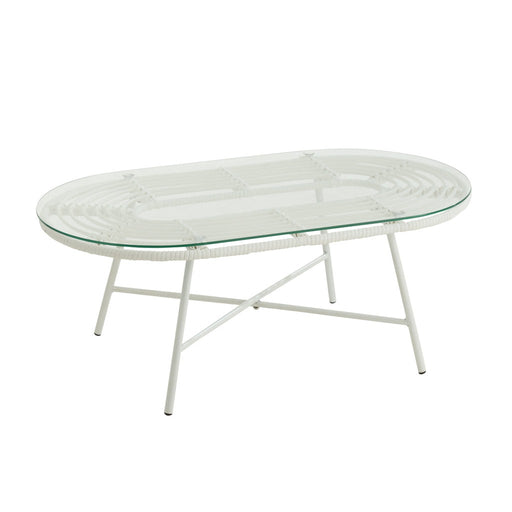 Tafel Low Oval Outdoors Met | Glass Wit-Salontafels-J-Line