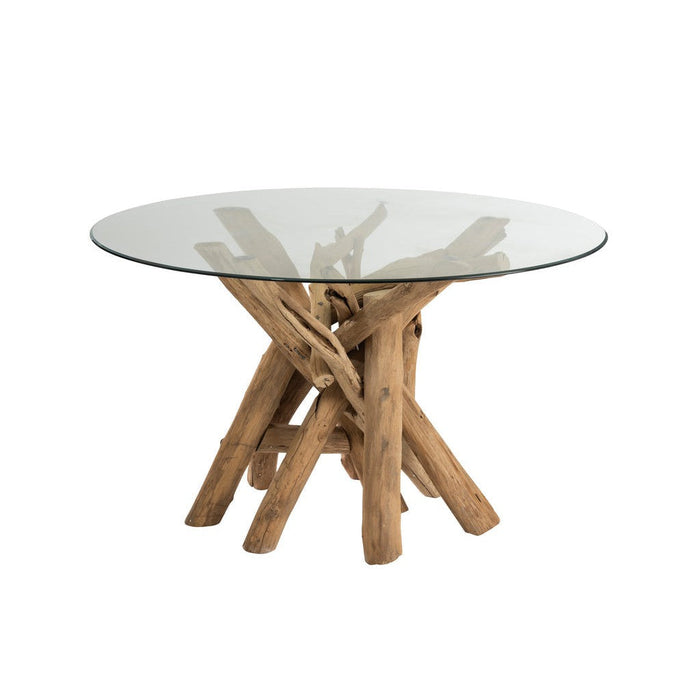 Tafel Rond Branch Hout | Glass Natuurlijk-Eettafels-J-Line