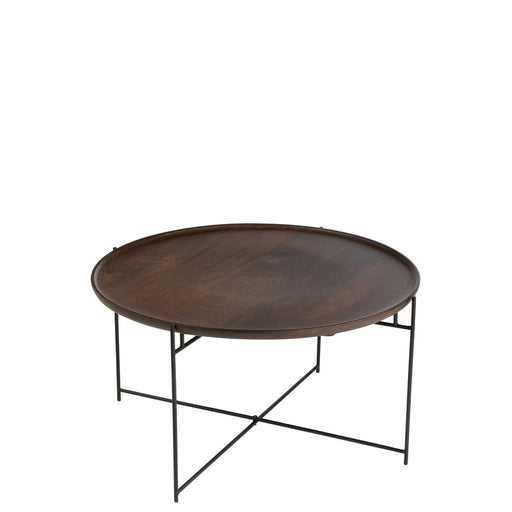 Tafel Rond Iron | Mango Hout Brown | Zwart-Salontafels-J-Line