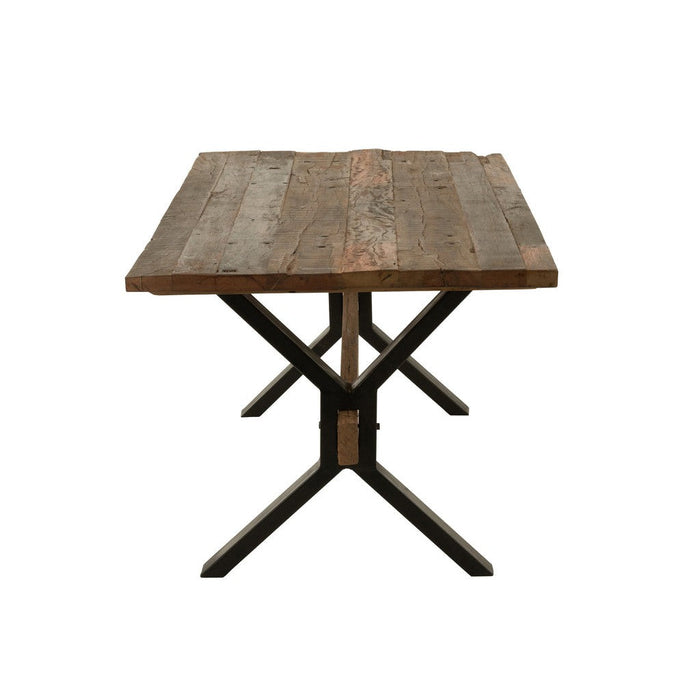 Tafel Vintage Hout Brown-Eettafels-J-Line