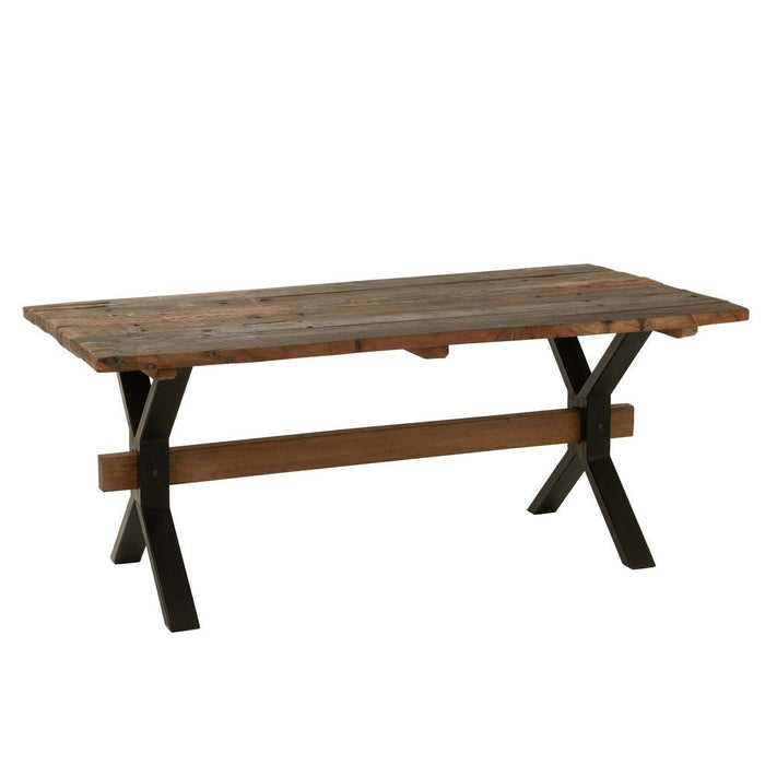 Tafel Vintage Hout Brown-Eettafels-J-Line