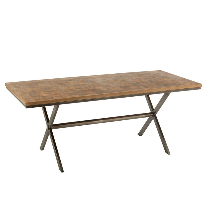 Tafel Yoni Metaal | Mango Hout Natuurlijk | Grey-Eettafels-J-Line