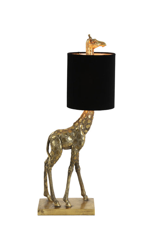 Tafellamp 26x16x61 cm GIRAFFE antiek brons+fluweel zwart-Tafellampen-Light & Living