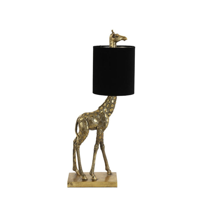 Tafellamp 26x16x61 cm GIRAFFE antiek brons+fluweel zwart-Tafellampen-Light & Living