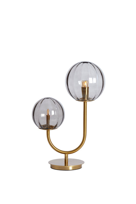 Tafellamp 2L E14 33x18x43 cm MAGDALA glas licht grijs+goud-Tafellampen-Light & Living