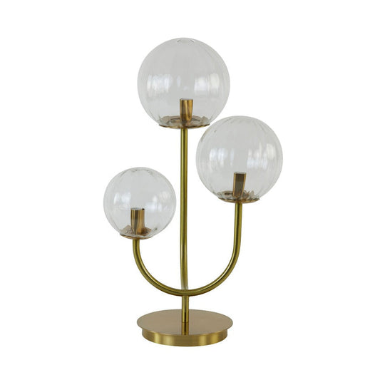 Tafellamp 3L 38x20x60 cm MAGDALA glas helder+goud-Tafellampen-Light & Living