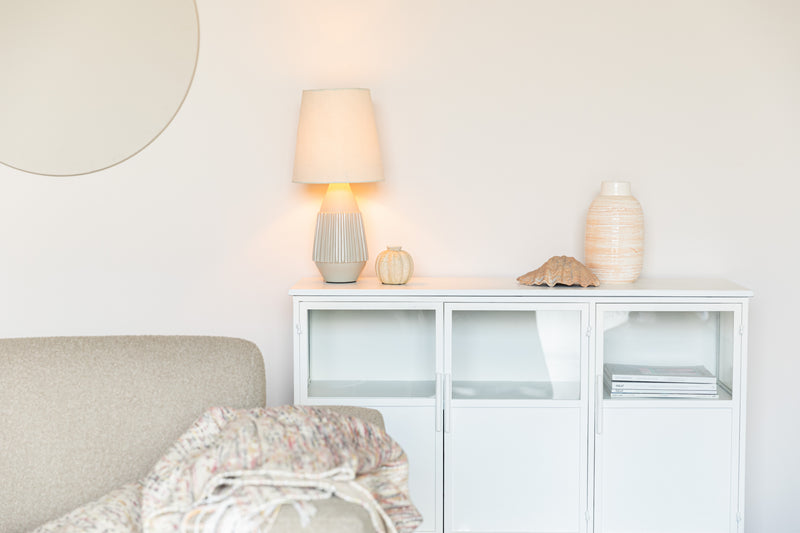 Tafellamp Aysa Aluminum Beige Ø25x52 cm E27-Tafellampen-Creating Home