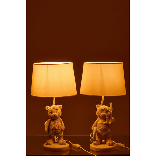 Tafellamp Beige Polykunsthars 26 cm 60343 26x26x48 cm-Tafellampen-J-Line