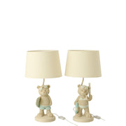 Tafellamp Beige Polykunsthars 26 cm 60343 26x26x48 cm-Tafellampen-J-Line