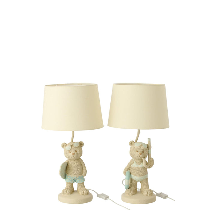 Tafellamp Beige Polykunsthars 26 cm 60343 26x26x48 cm-Tafellampen-J-Line