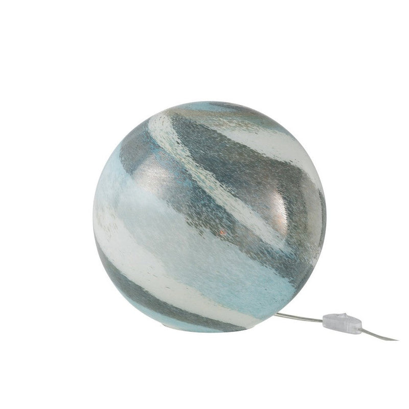 Tafellamp Blauw Glas Rond 28 cm 28x28x27.5 cm-Tafellampen-J-Line