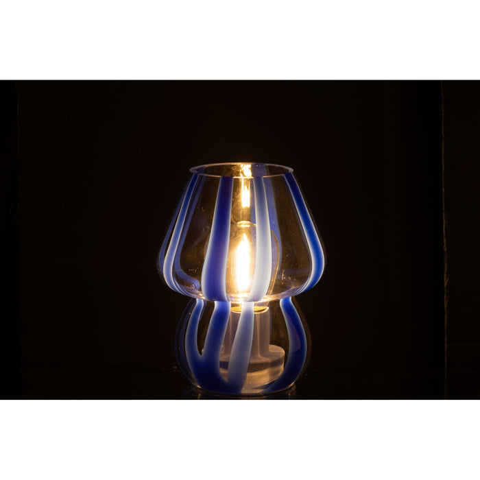 Tafellamp Blauw Glas S 11 cm 11x11x15 cm-Tafellampen-J-Line