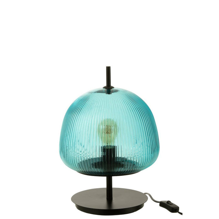 Tafellamp Blauw Glas S 25 cm 25x25x37 cm-Tafellampen-J-Line
