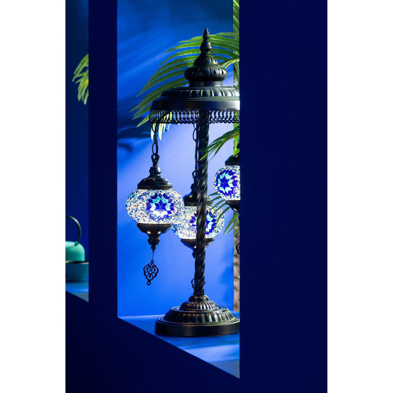 Tafellamp Blauw Metaal 30 cm 30x30x78 cm-Tafellampen-J-Line