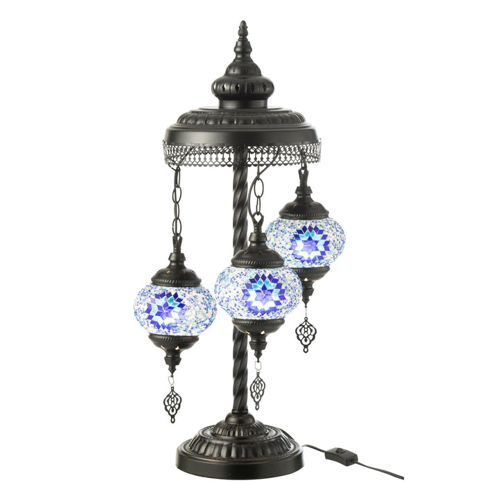 Tafellamp Blauw Metaal 30 cm 30x30x78 cm-Tafellampen-J-Line