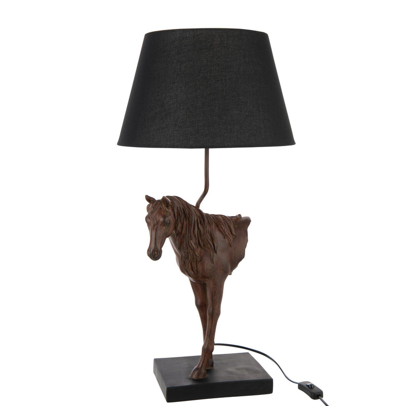 Tafellamp Bruin Polykunsthars 36 cm 35.5x35.5x70 cm-Tafellampen-J-Line
